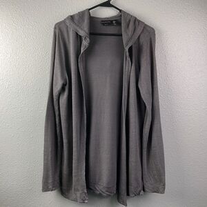 T Tahari Linen Hooded Duster Cardigan